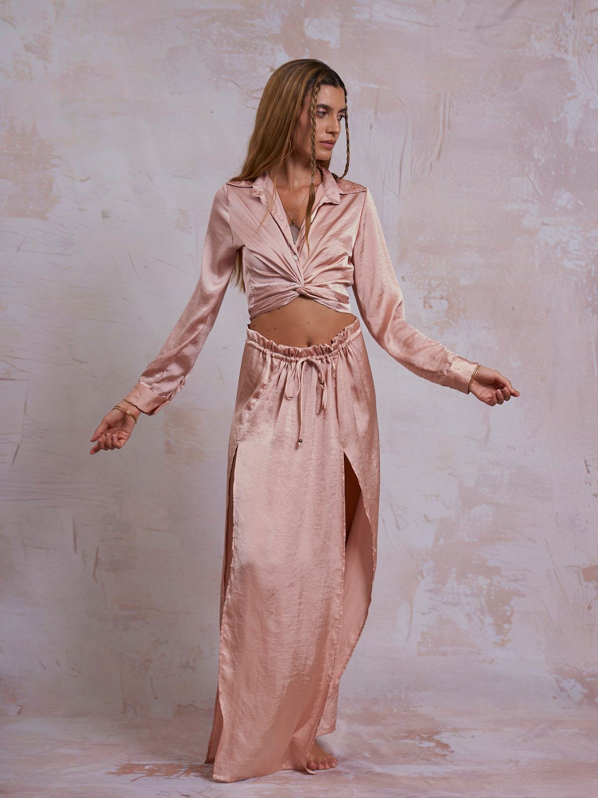 Blush Satin Cleo Skirt