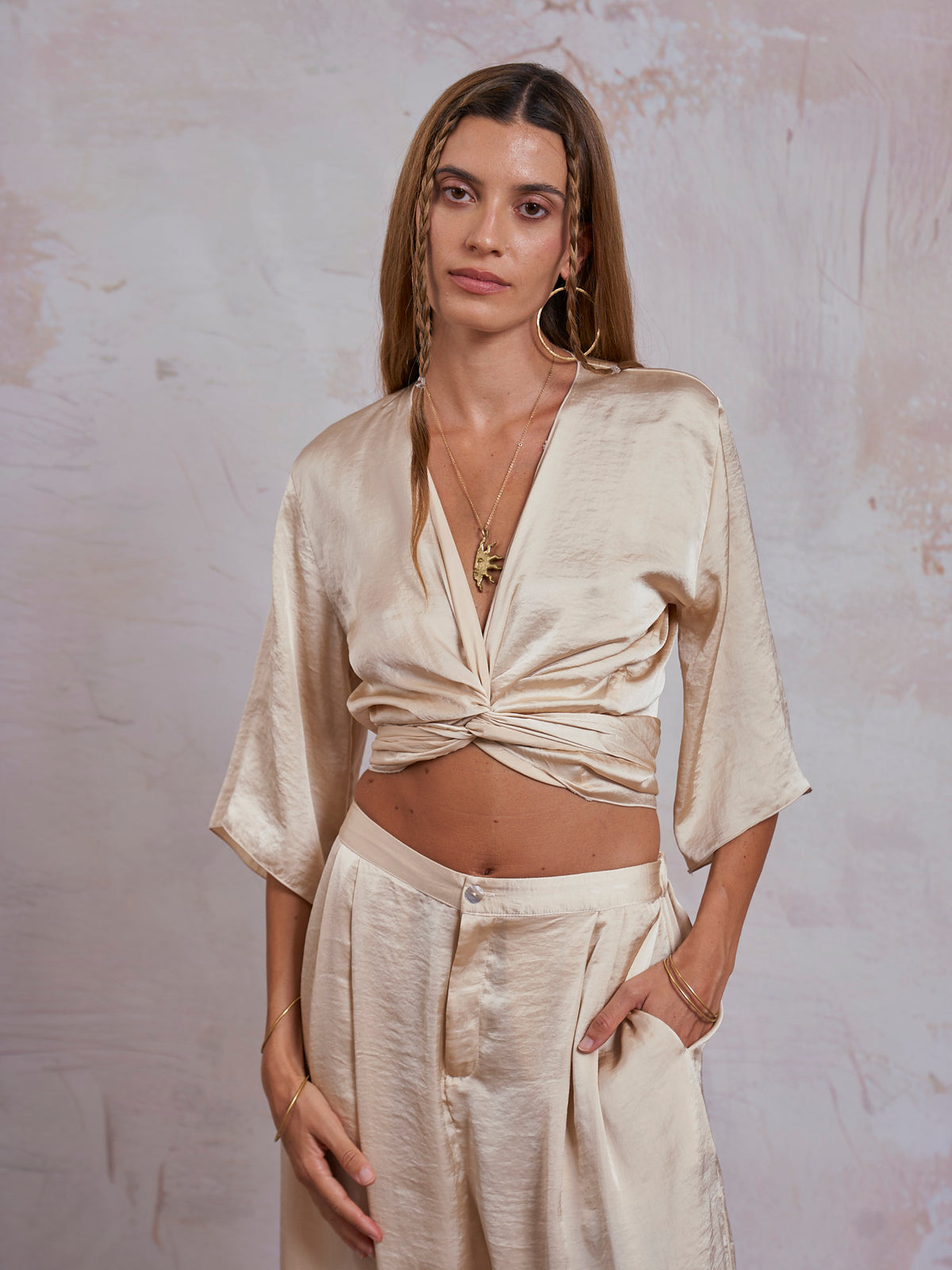 Ivory Satin Freya Top
