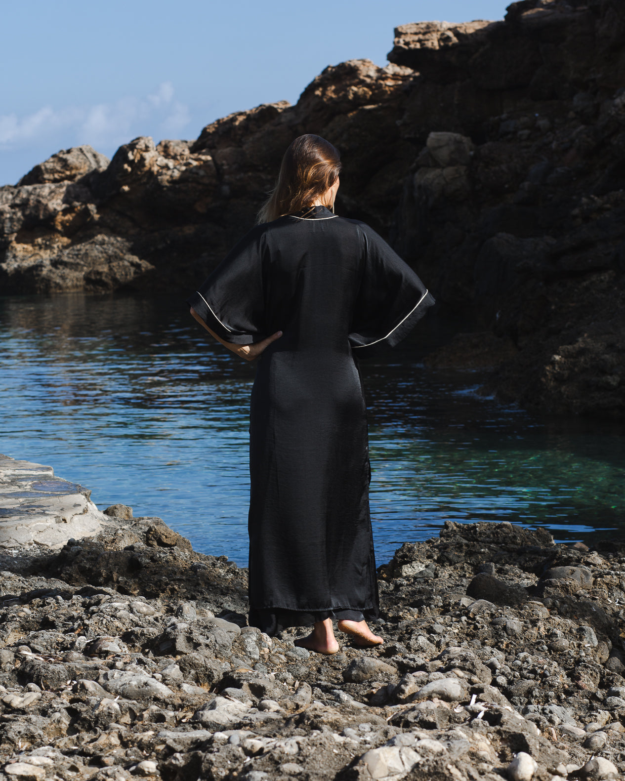 Black Satin Agate Kimono