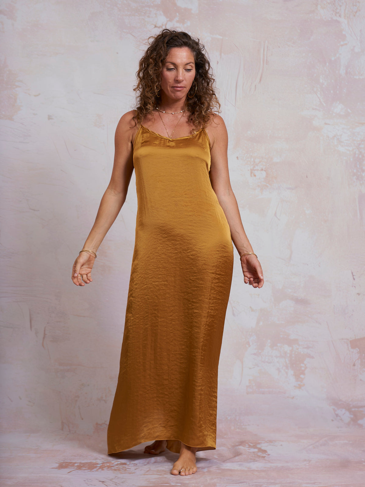 Gold Satin Luna Dress
