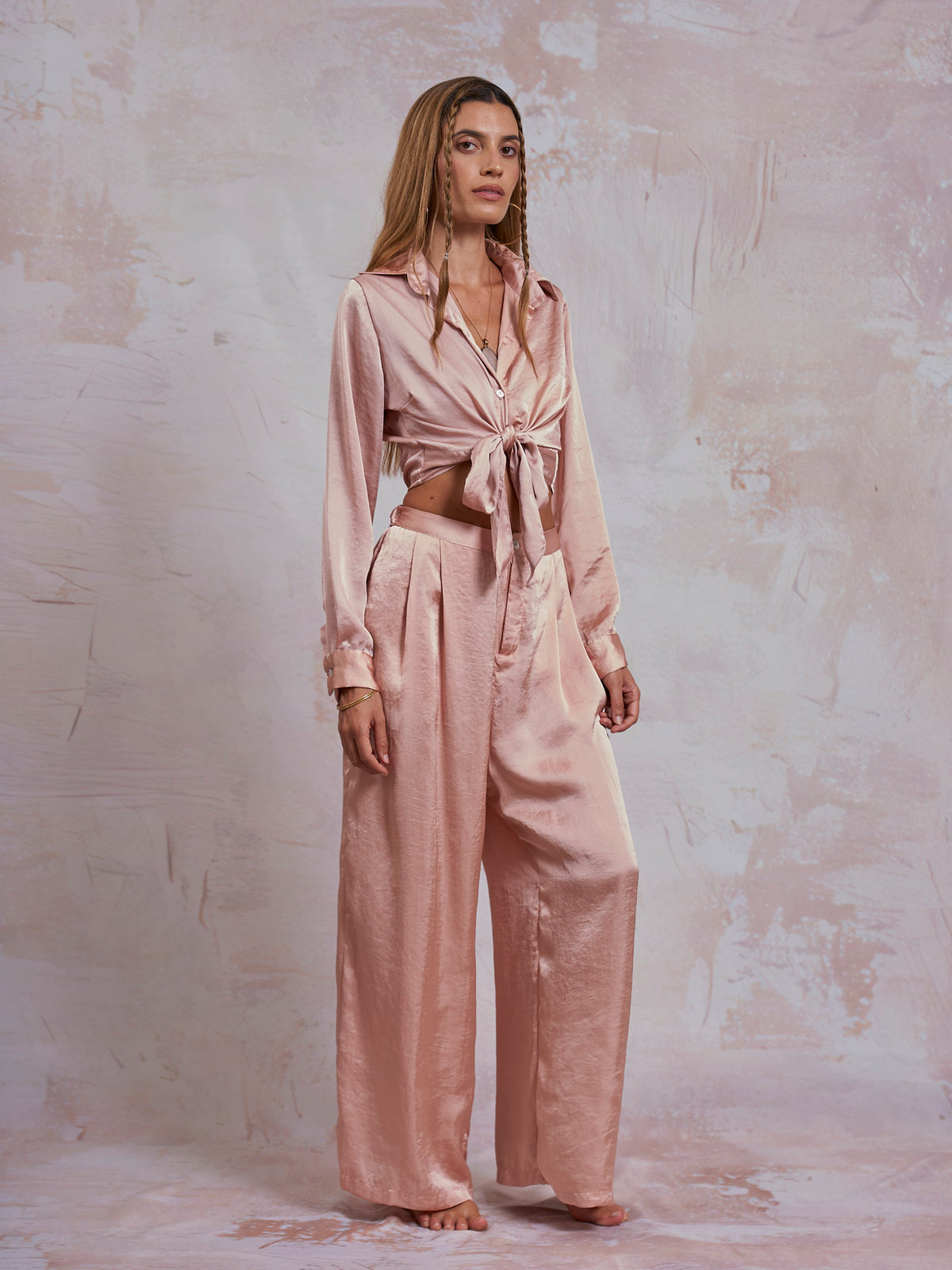 Blush Satin Nancy Shirt