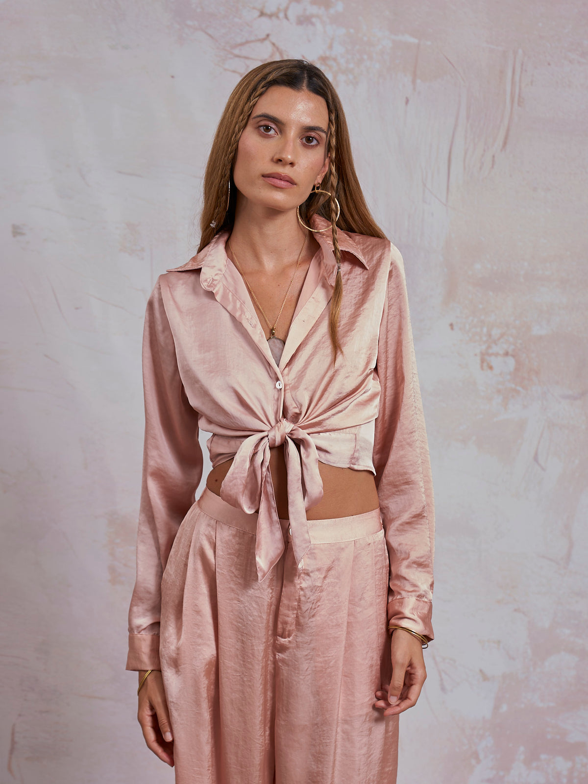 Blush Satin Nancy Shirt