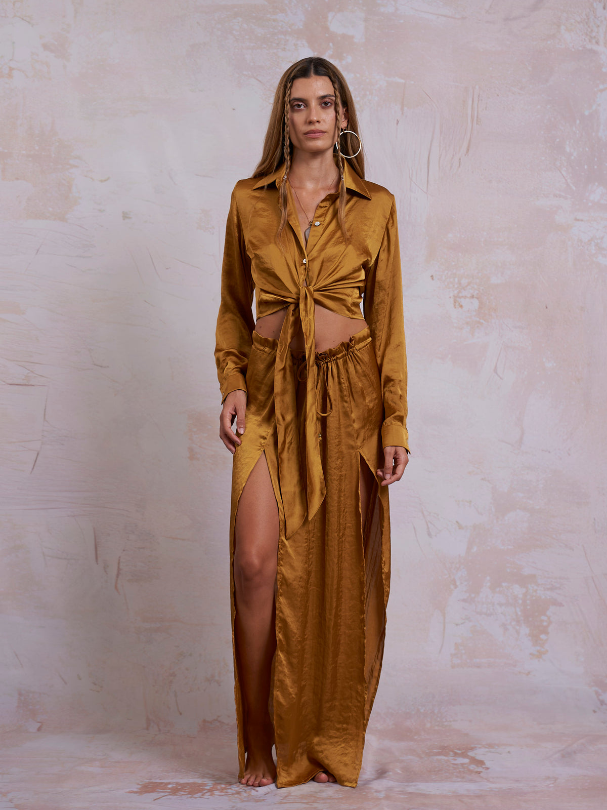 Gold Satin Nancy Shirt