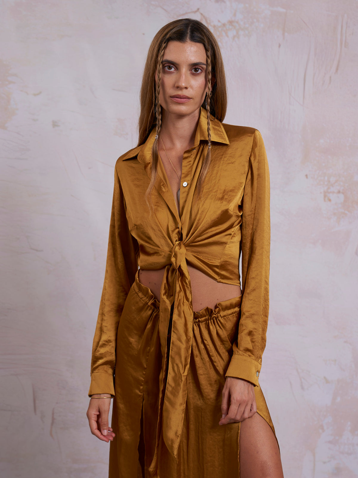 Gold Satin Nancy Shirt