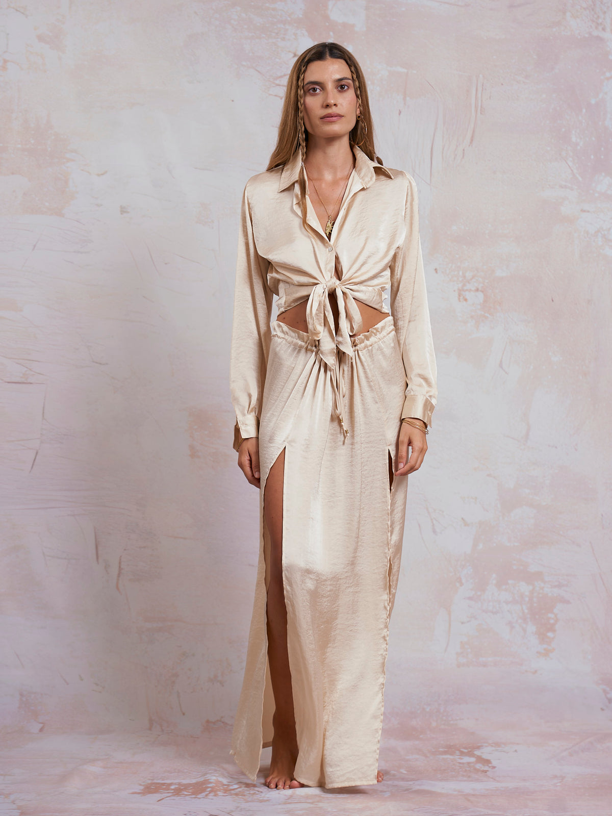 Ivory Satin Nancy Shirt
