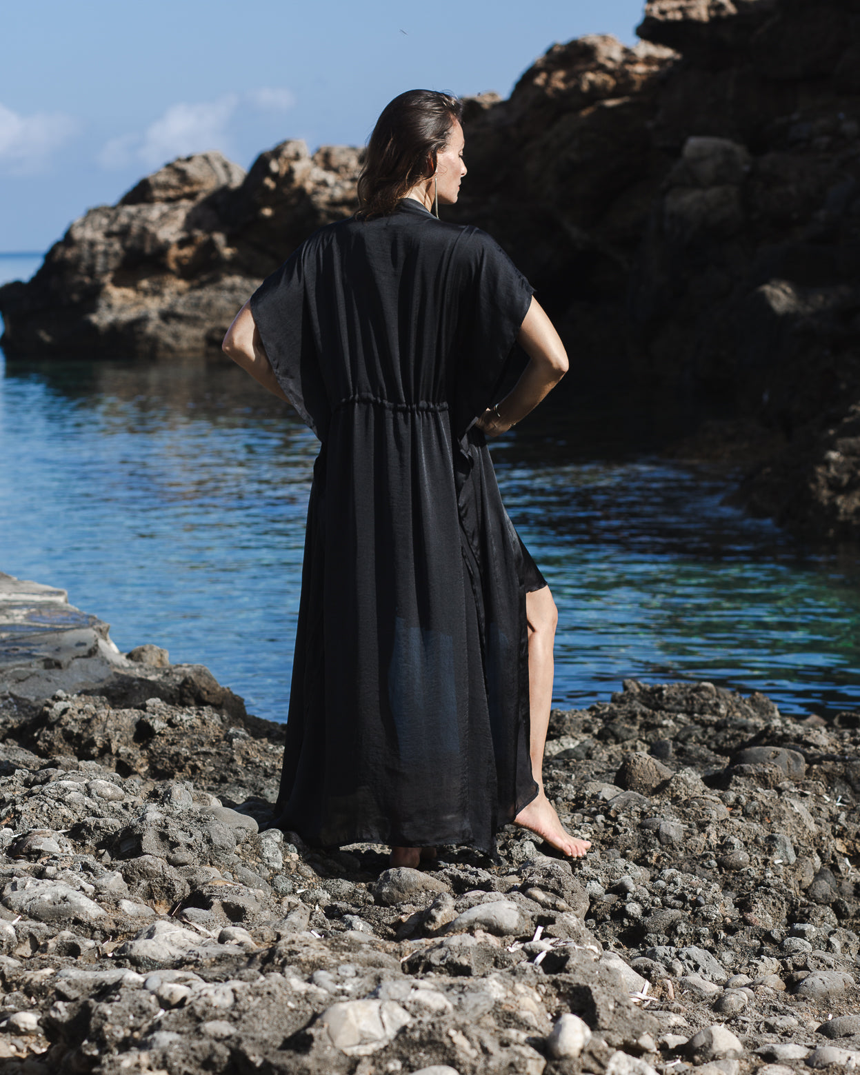 Black Satin Iris Kaftan