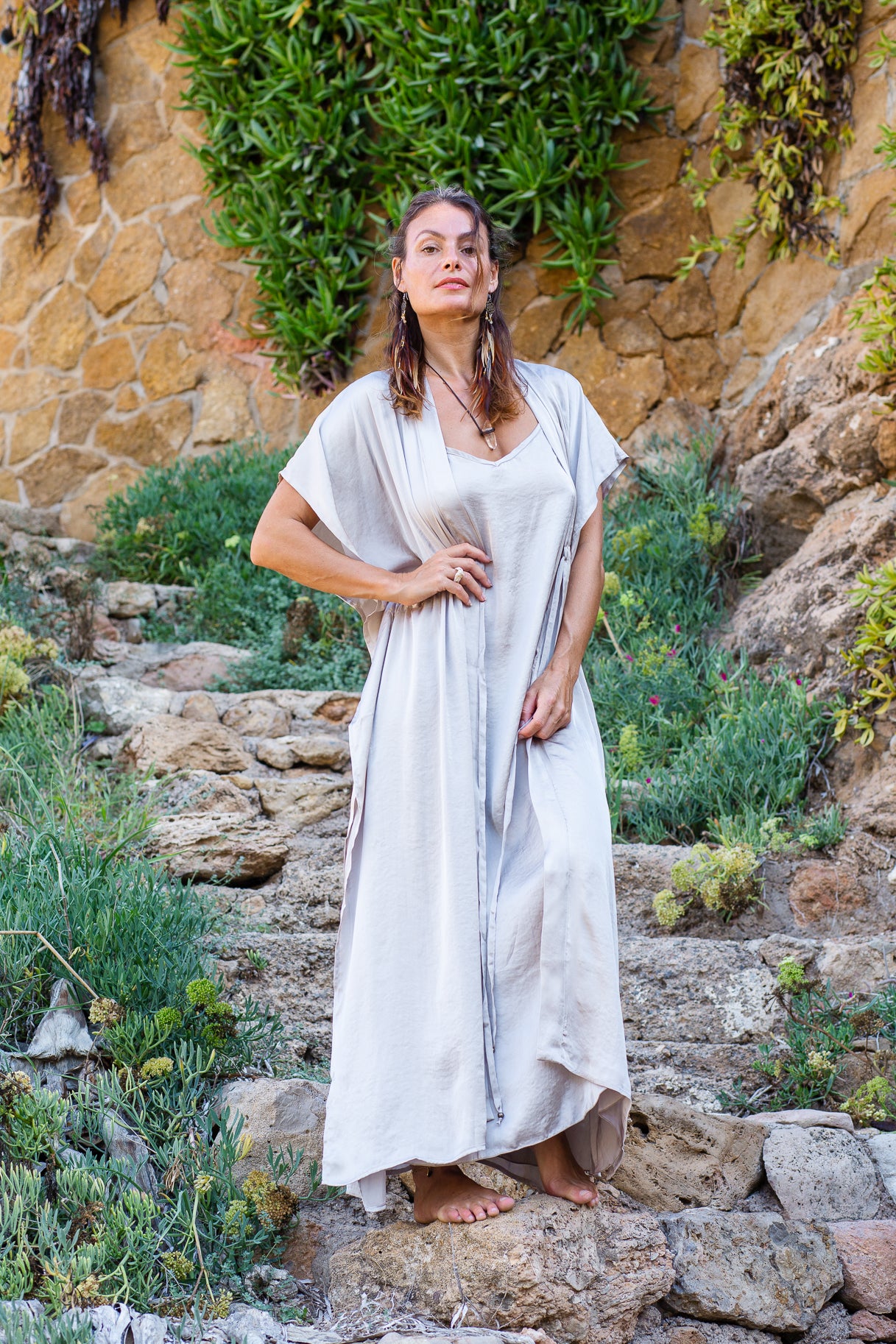 Champagne Satin Iris Kaftan