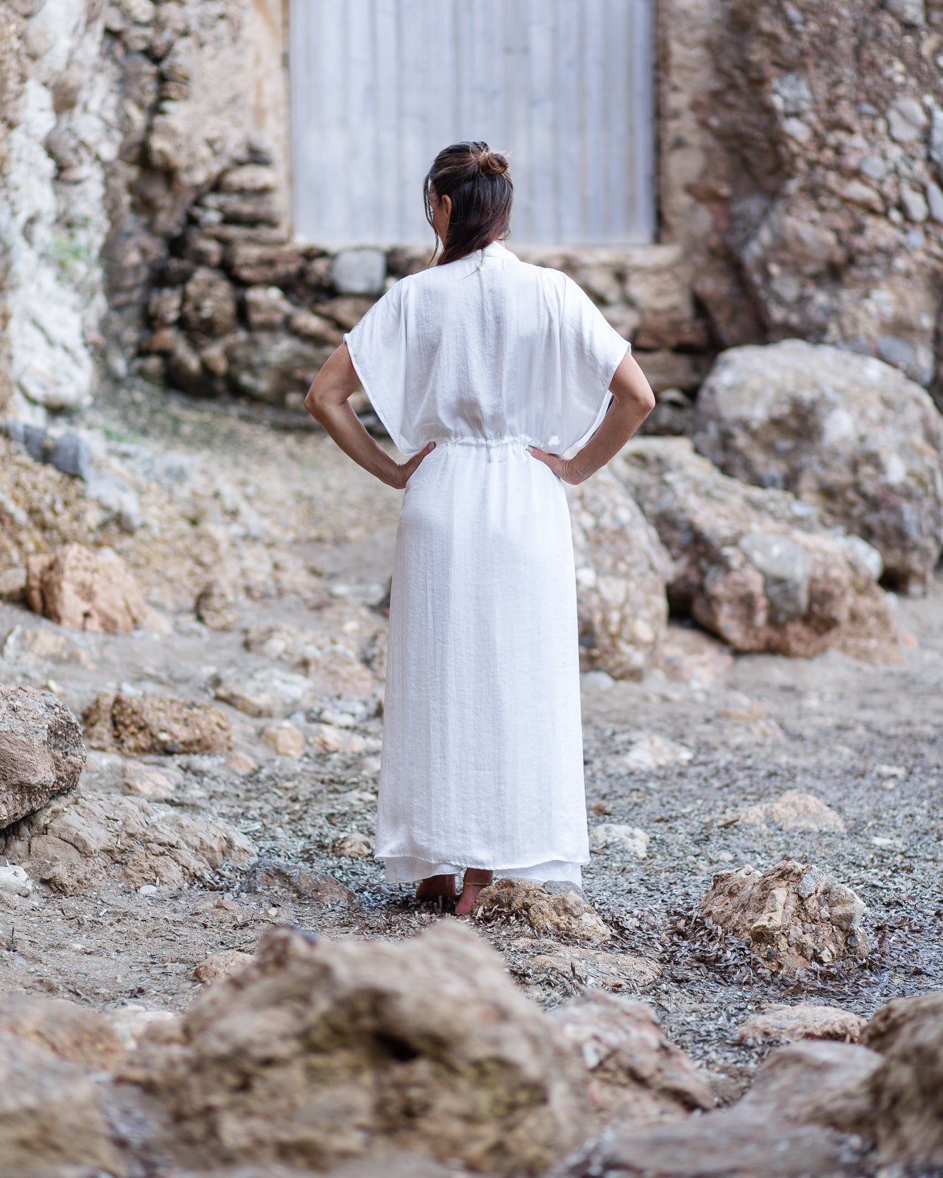 White Satin Iris Kaftan