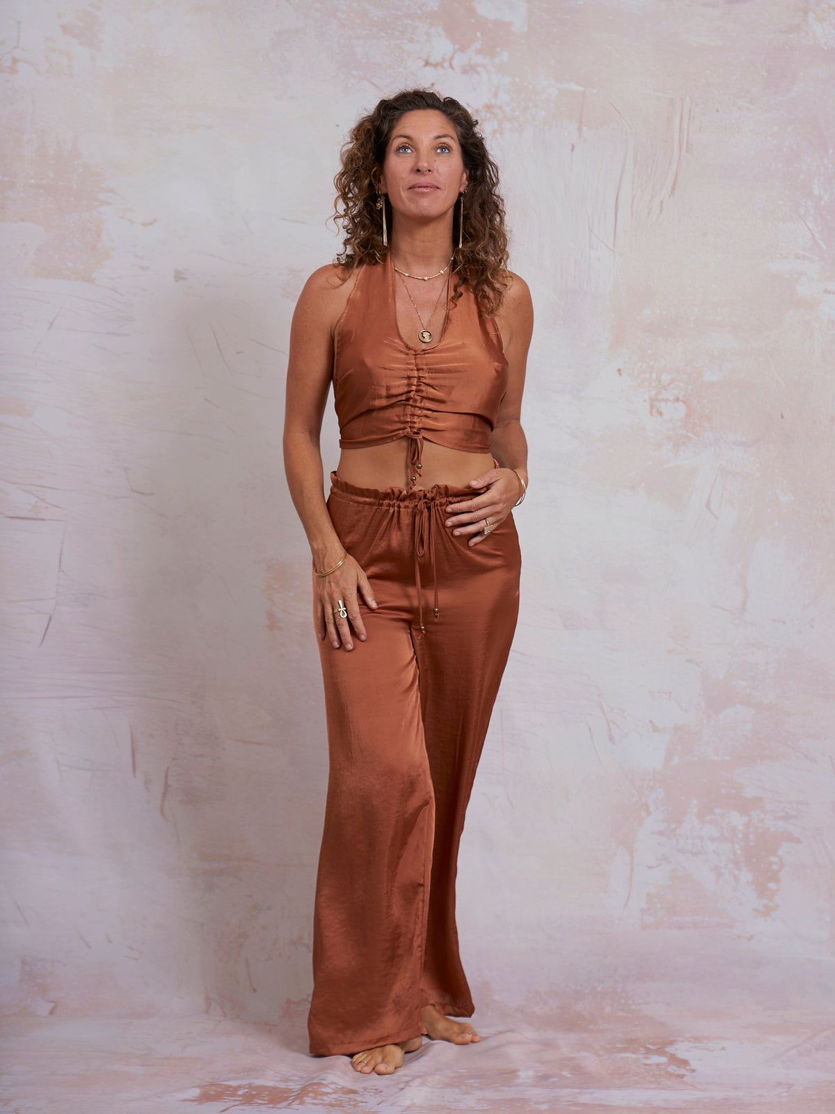 Copper Satin Palazzo Pants