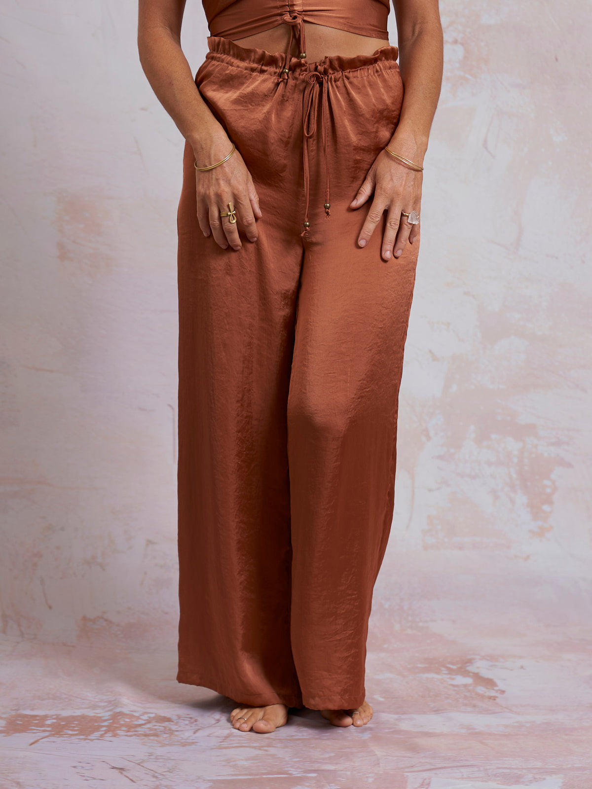 Copper Satin Palazzo Pants