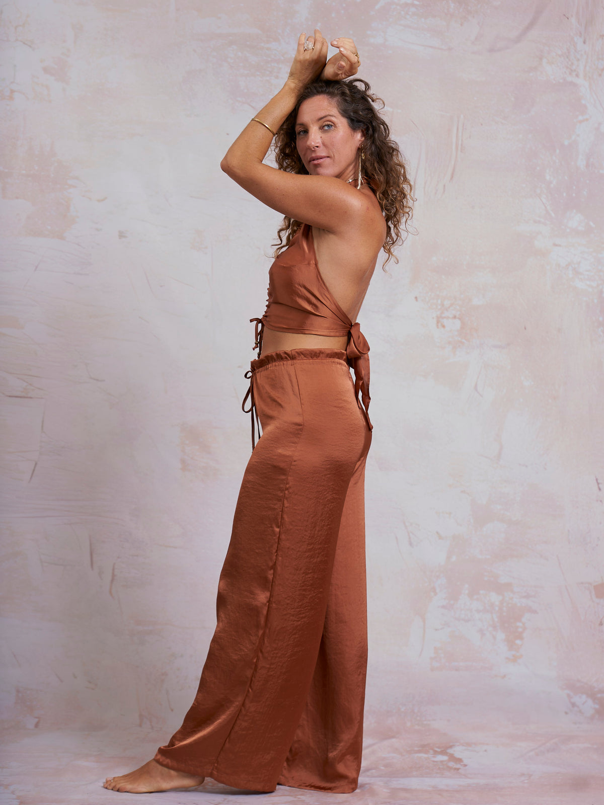 Copper Satin Palazzo Pants