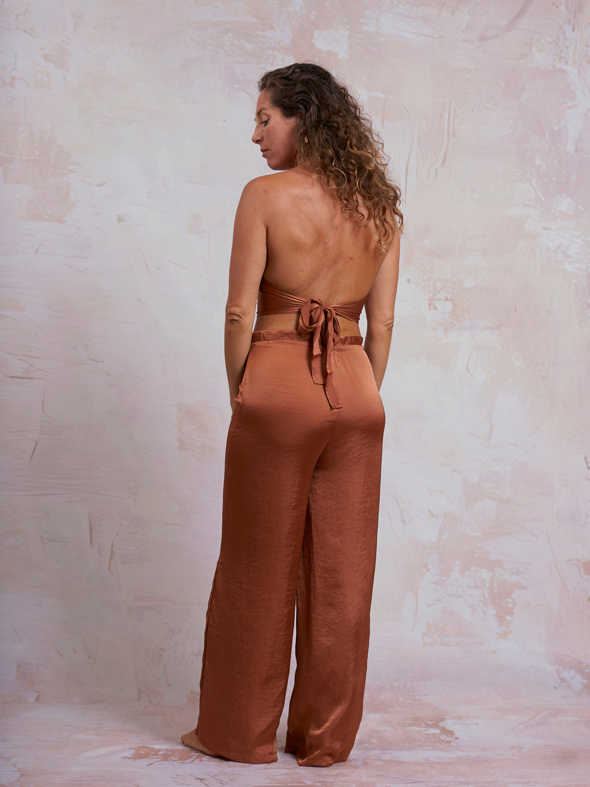 Copper Satin Palazzo Pants