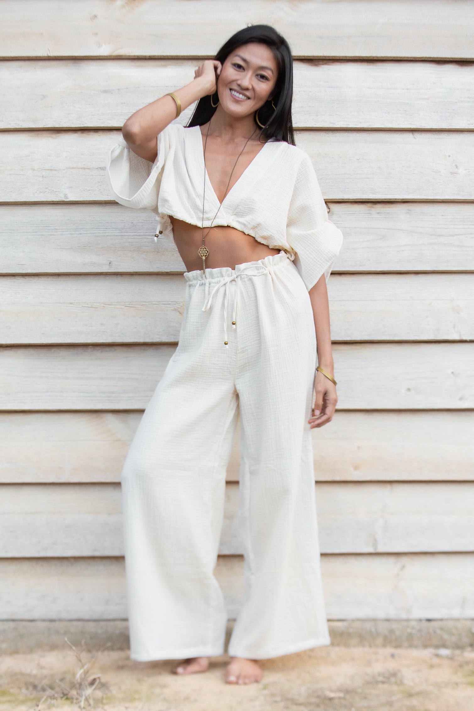 Ecru Palazzo Pants