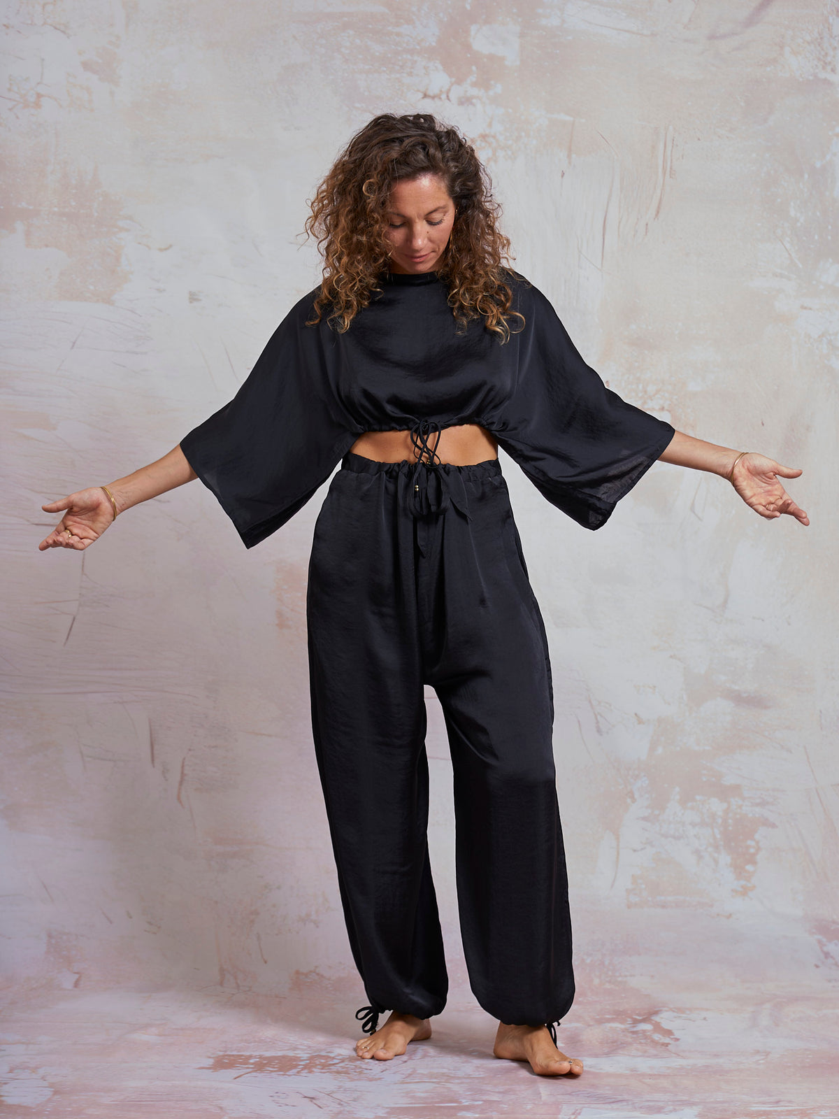 Black Satin Petra Top