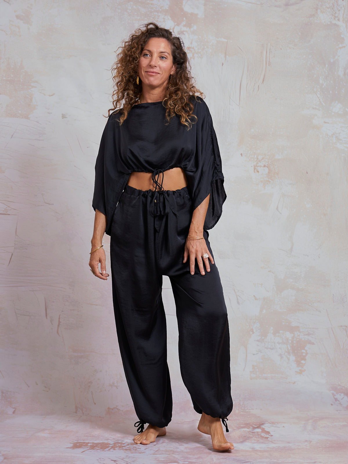 Black Satin Petra Top