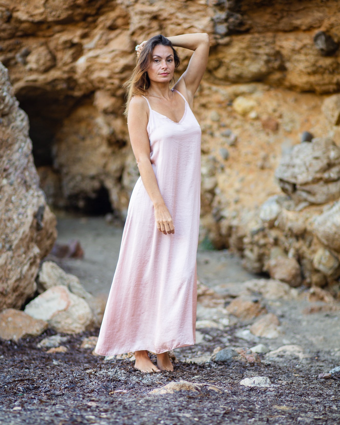 Pink Satin Luna Maxi Dress