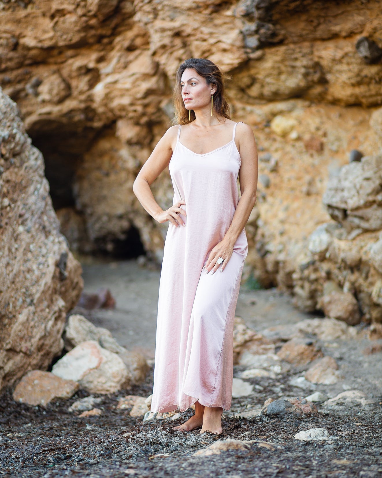 Pink Satin Luna Maxi Dress