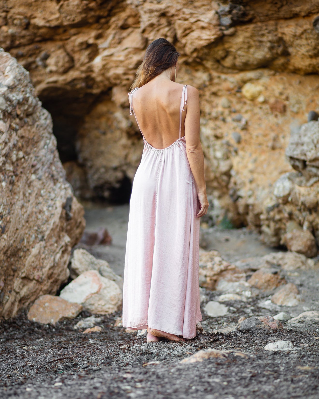 Pink Satin Luna Maxi Dress