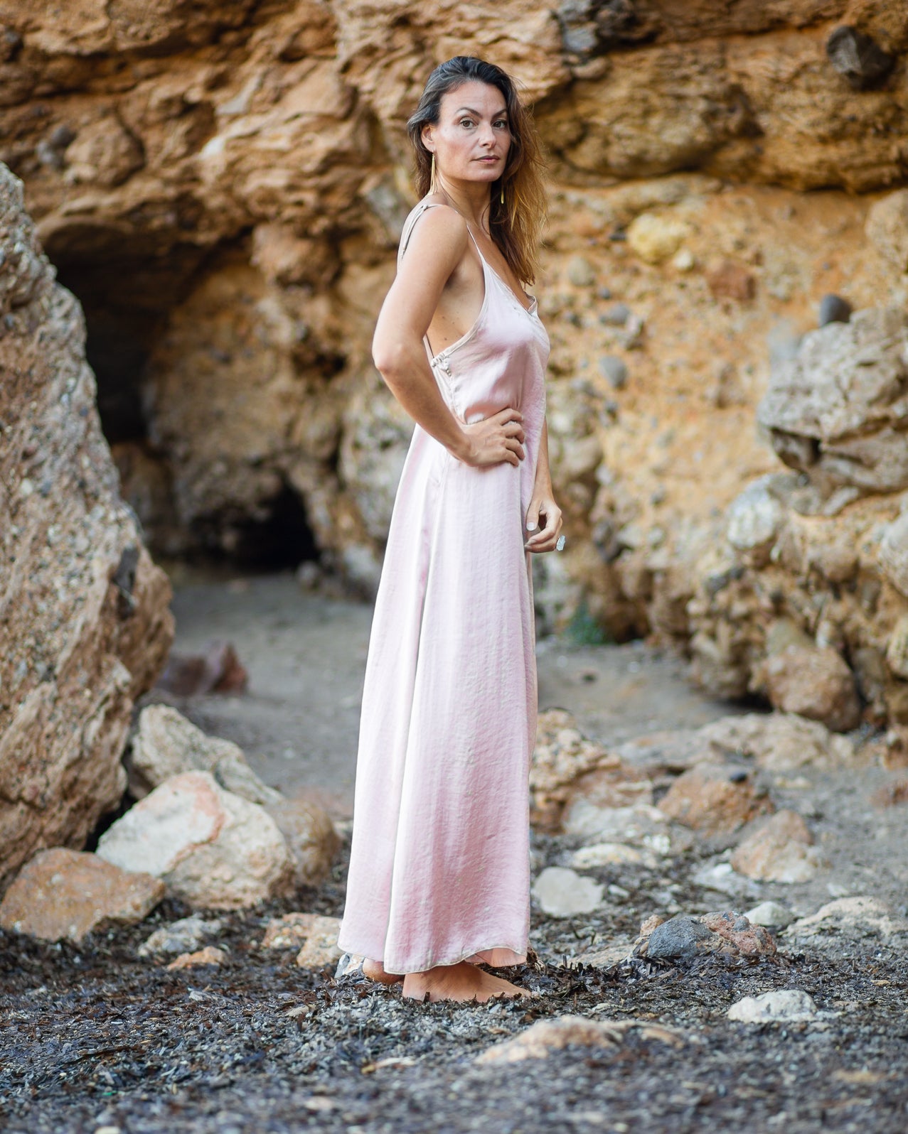 Pink Satin Luna Maxi Dress