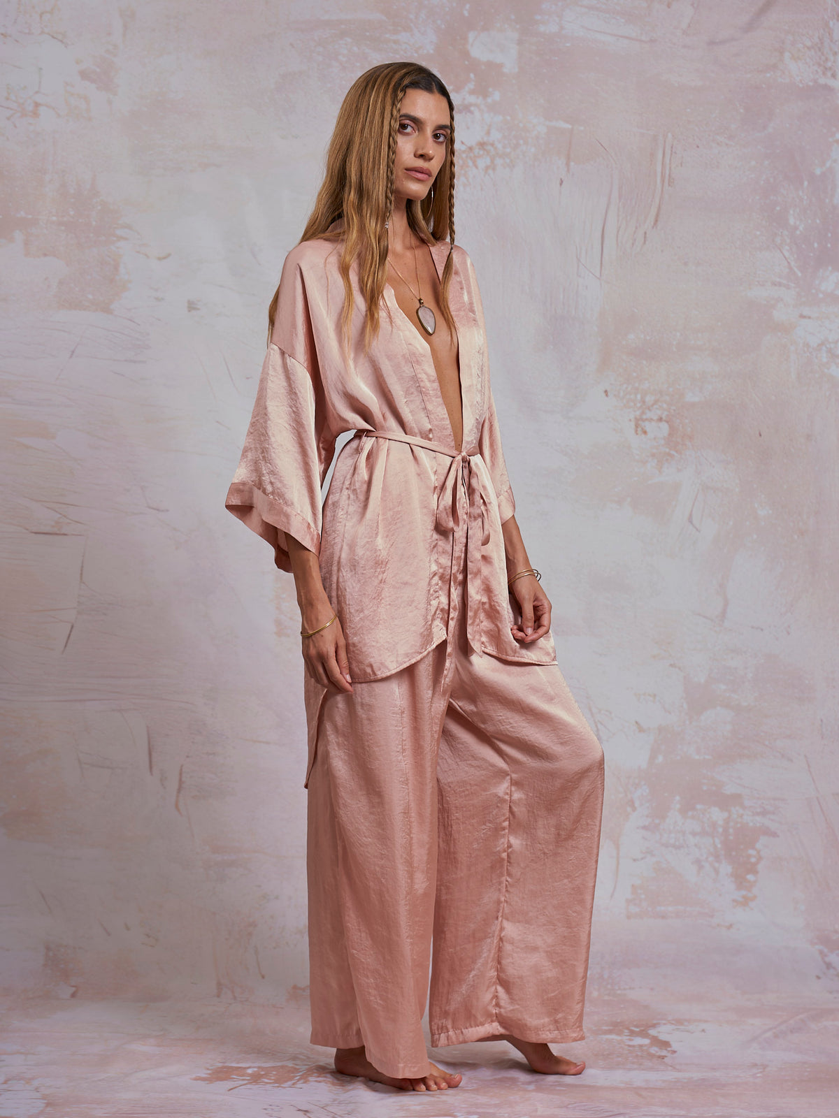 Blush Satin Sam Kimono