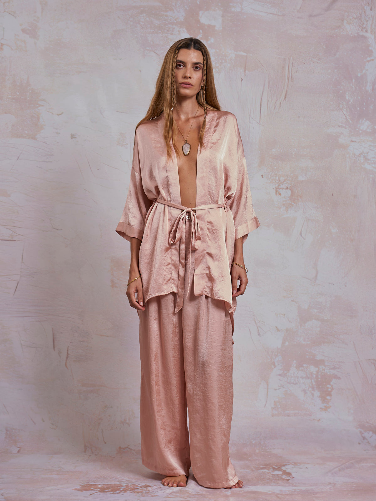 Blush Satin Sam Kimono