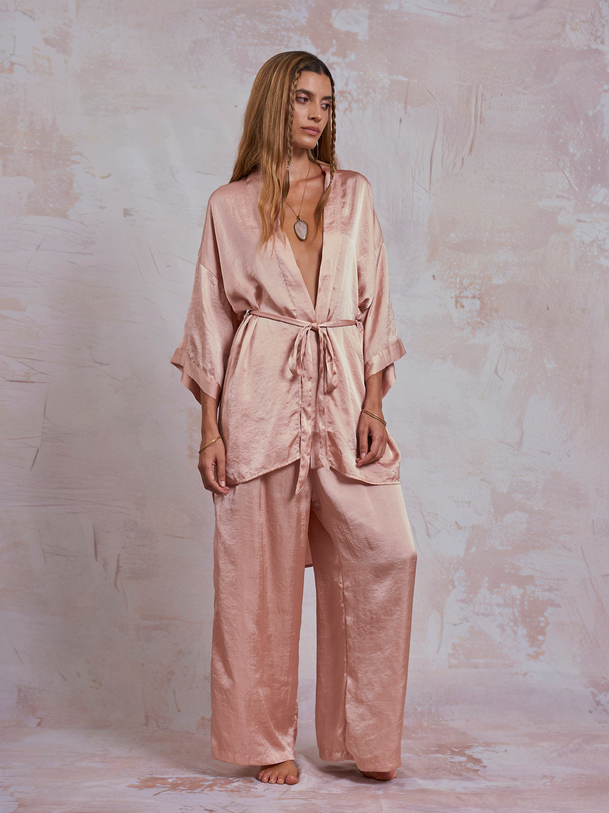 Blush Satin Sam Kimono