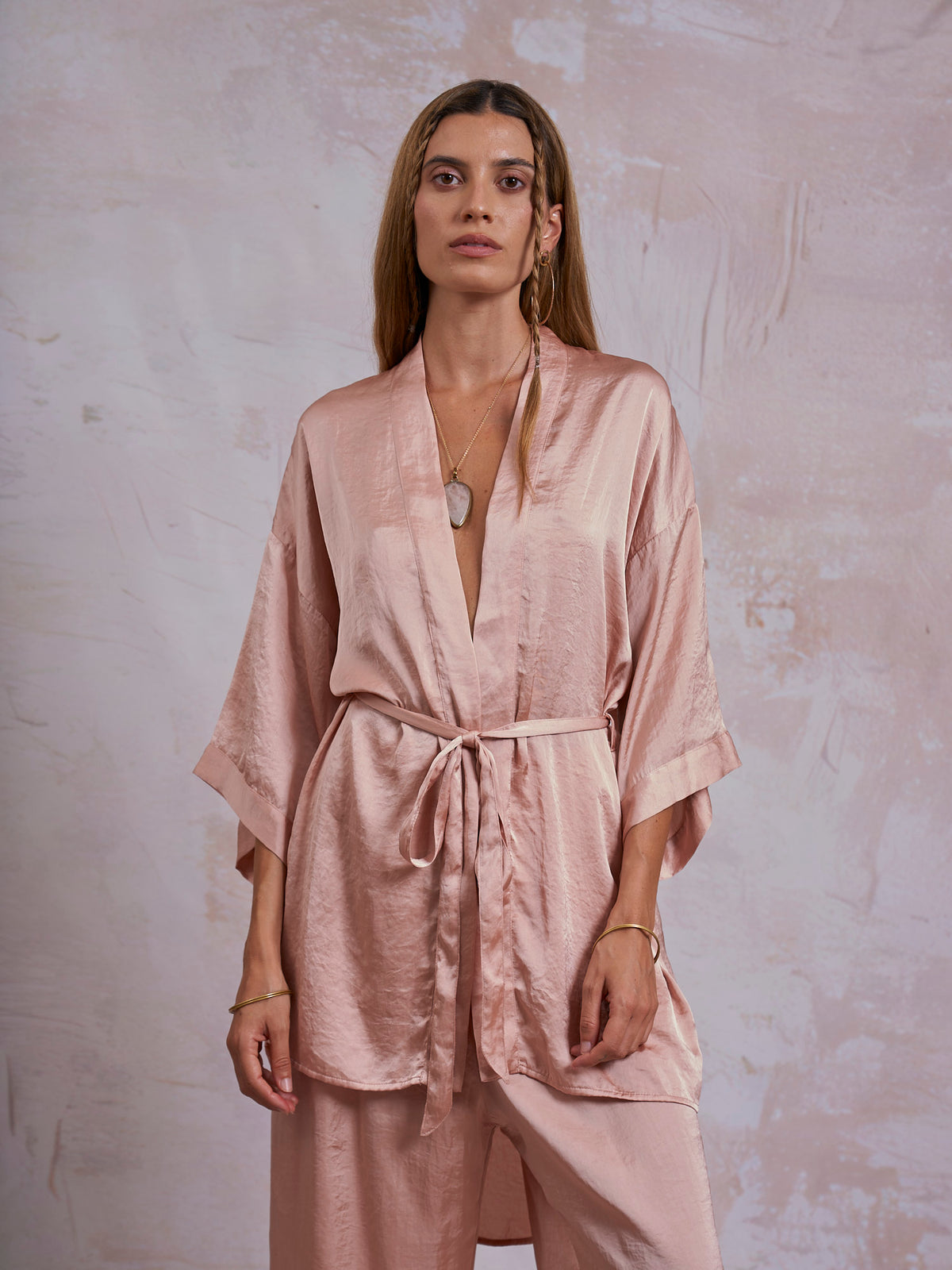 Blush Satin Sam Kimono