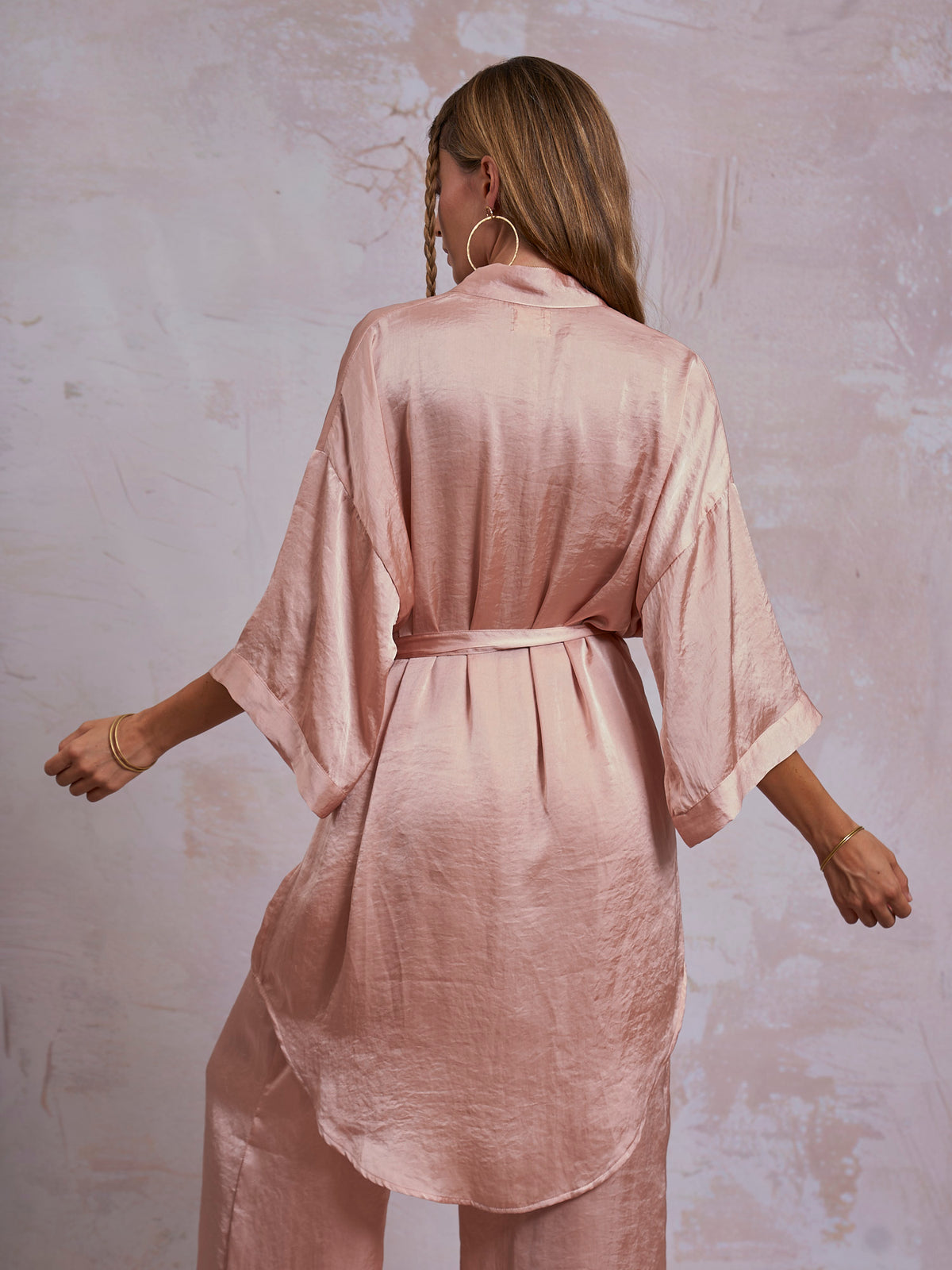 Blush Satin Sam Kimono