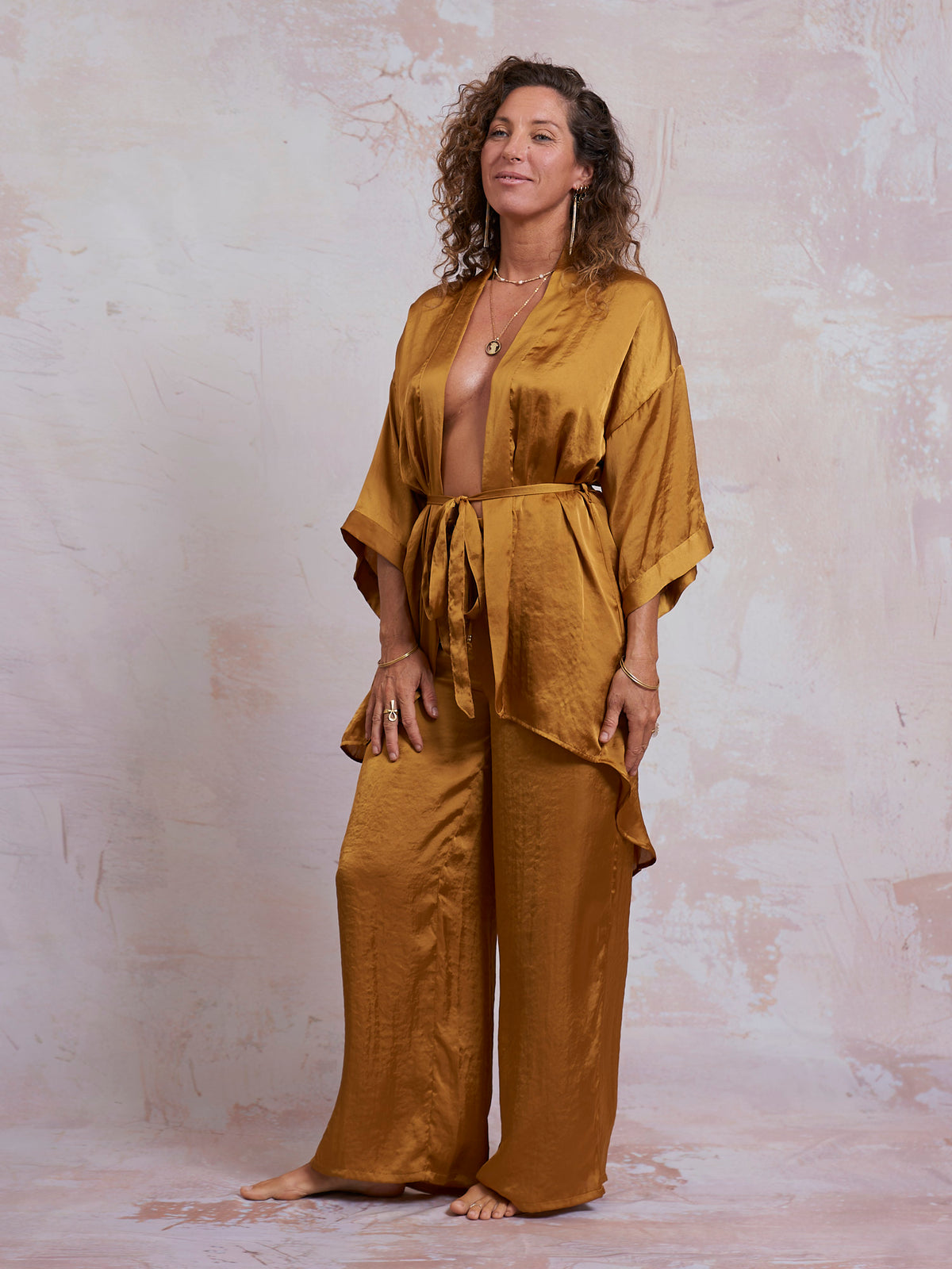 Gold Satin Sam Kimono