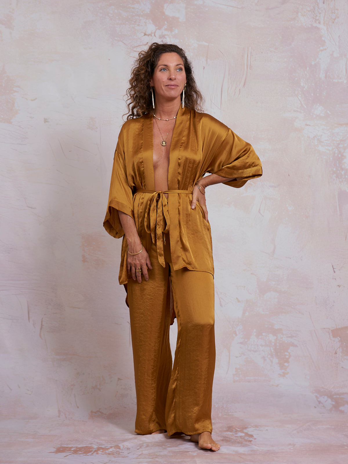 Gold Satin Sam Kimono
