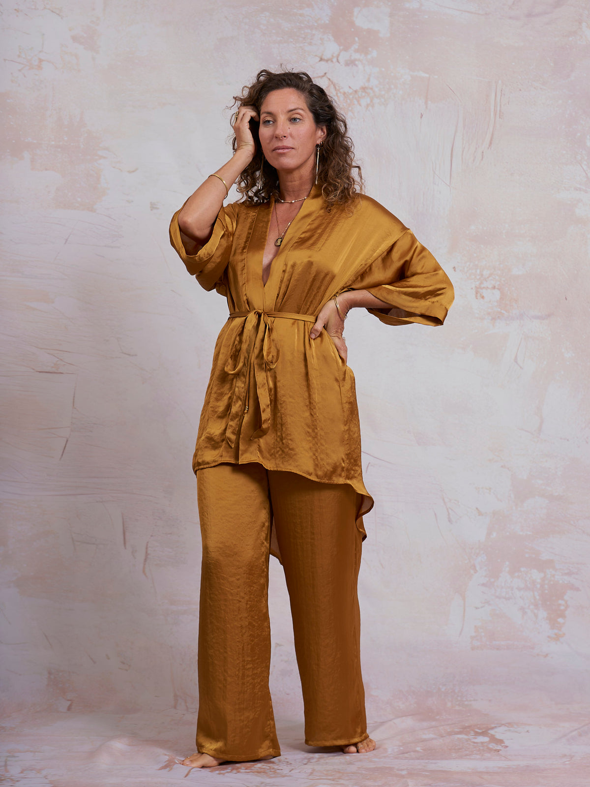 Gold Satin Sam Kimono