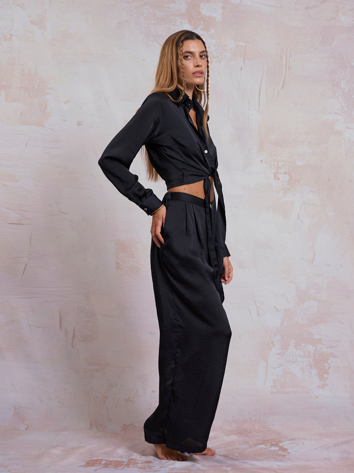 Black Satin Sara Pants