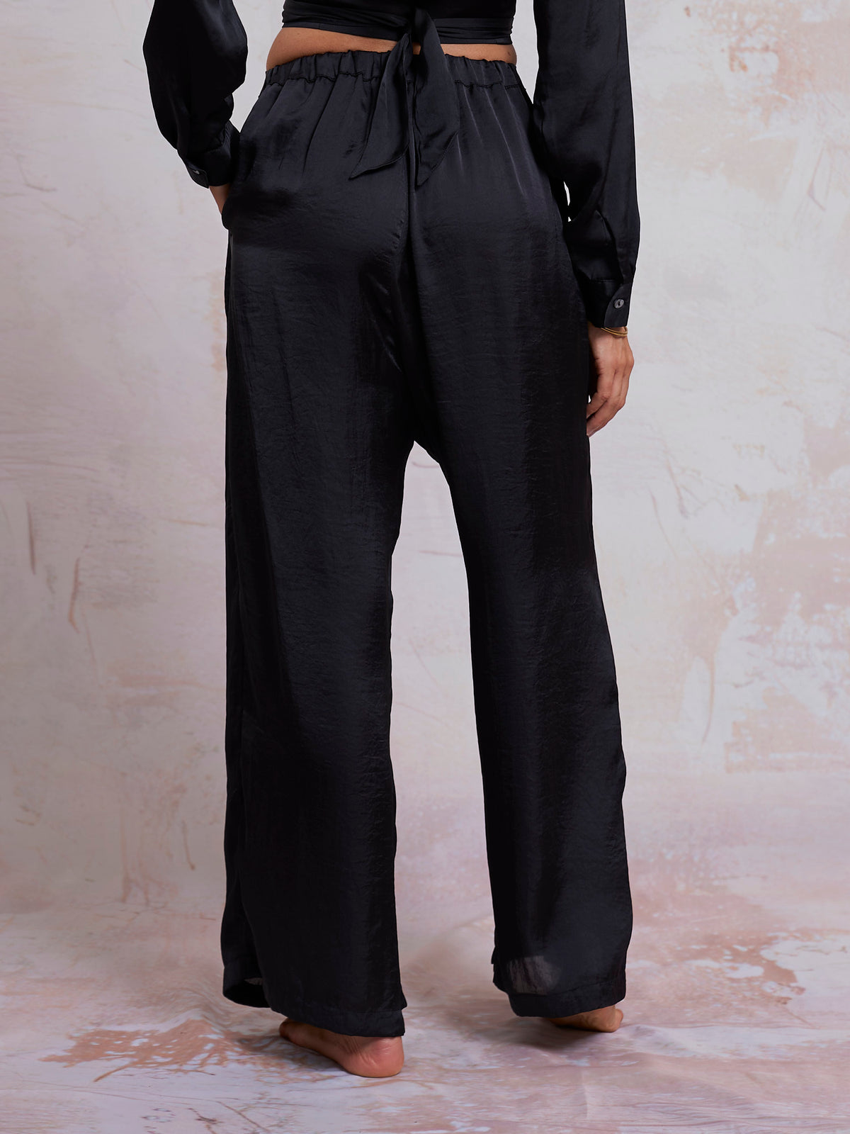 Black Satin Sara Pants