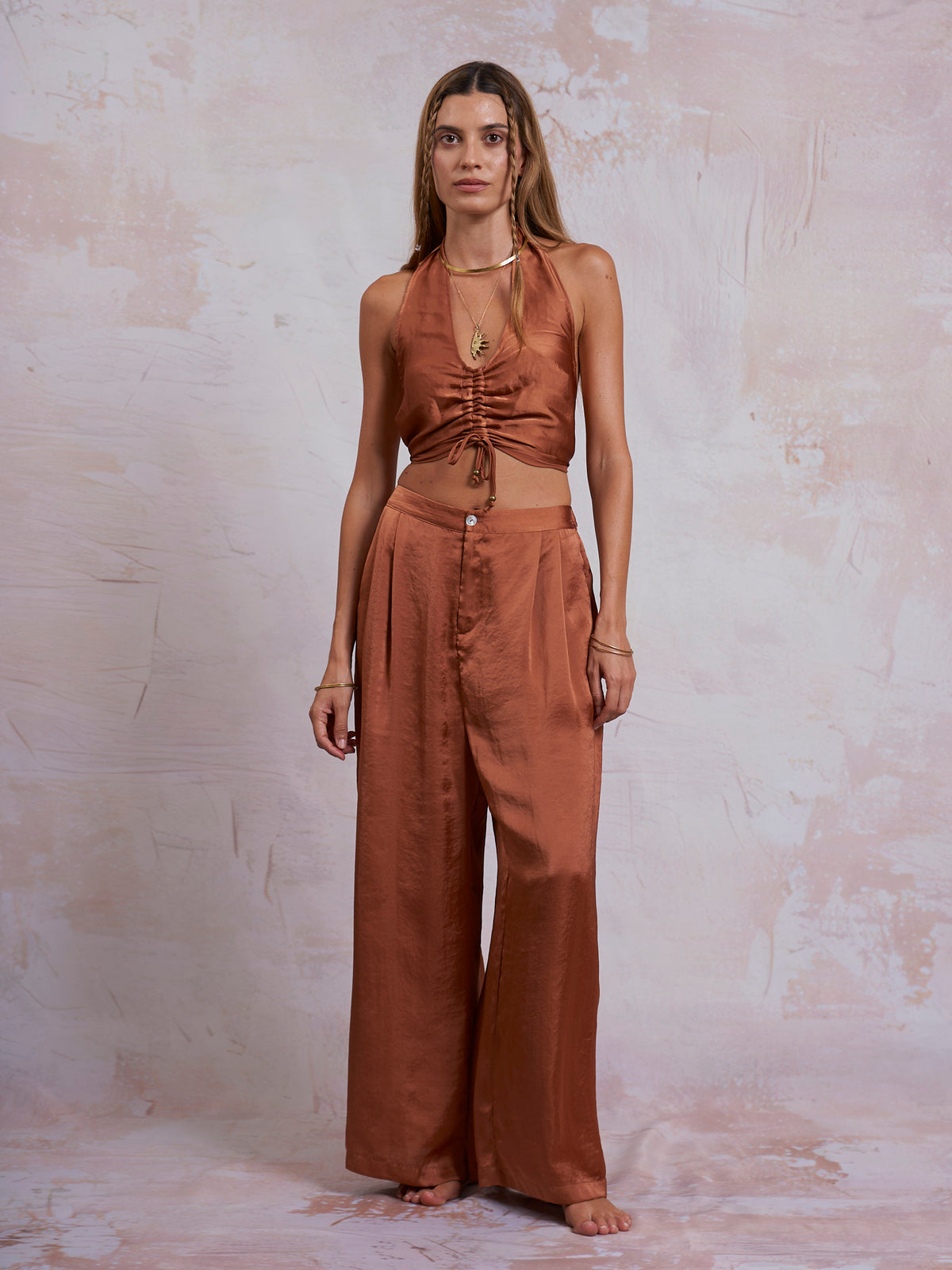 Copper Satin Sara Pants