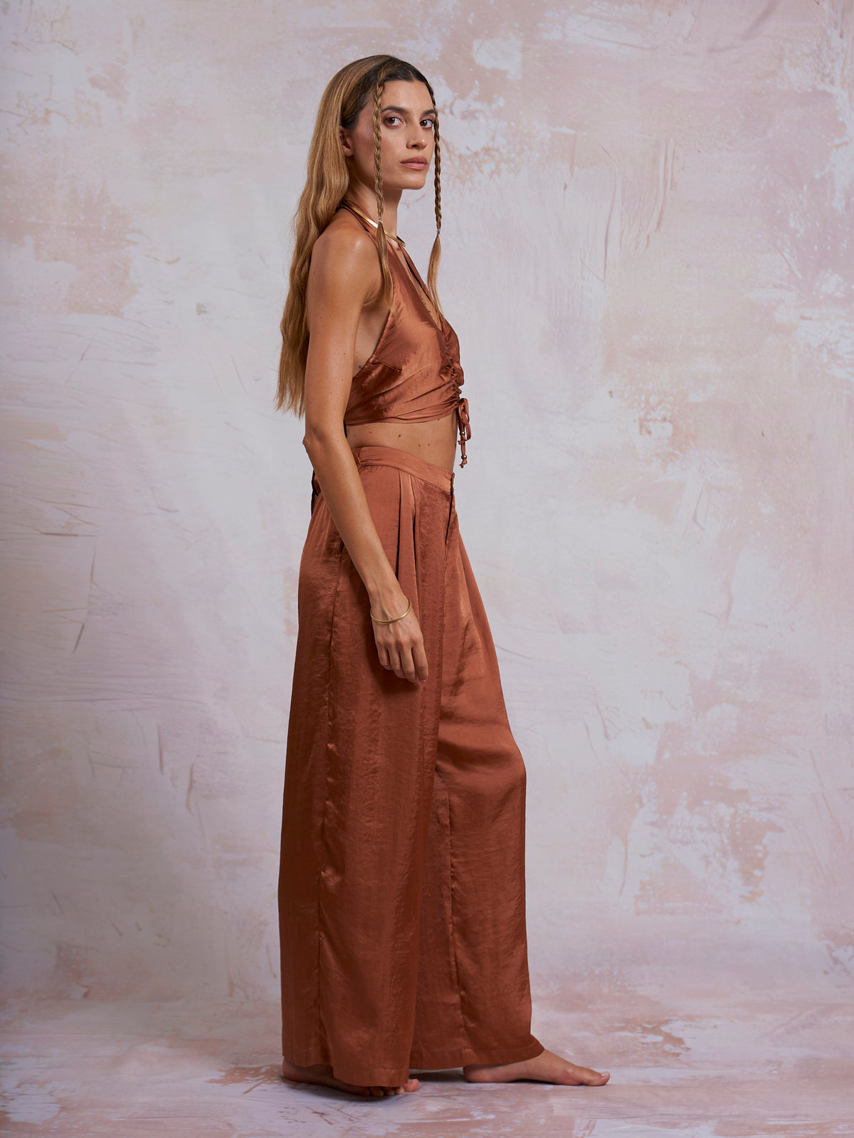 Copper Satin Sara Pants
