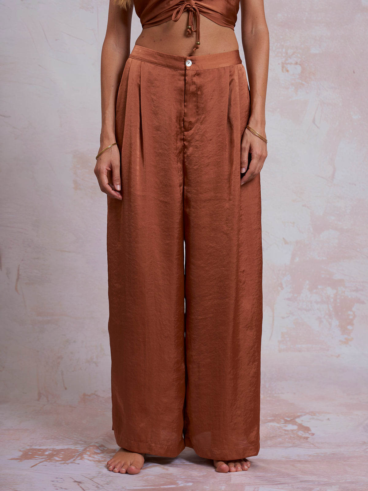 Copper Satin Sara Pants