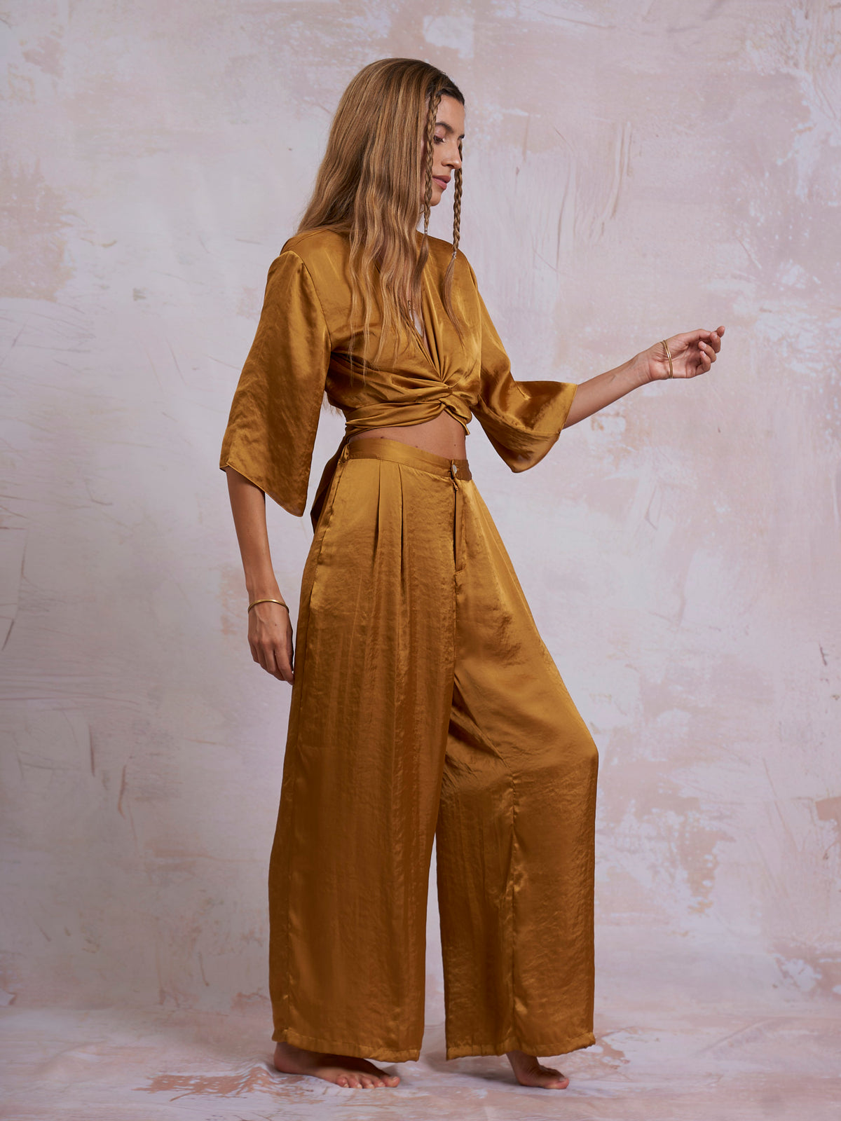 Gold Satin Sara Pants