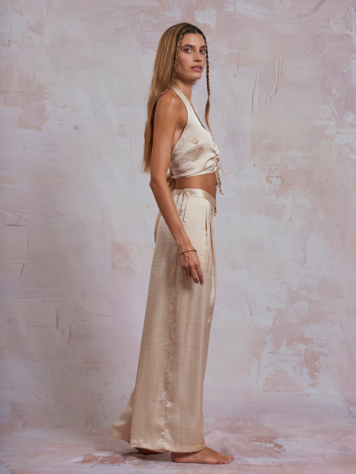 Ivory Satin Sara Pants