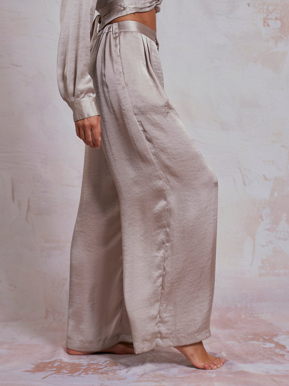 Taupe Satin Sara Pants