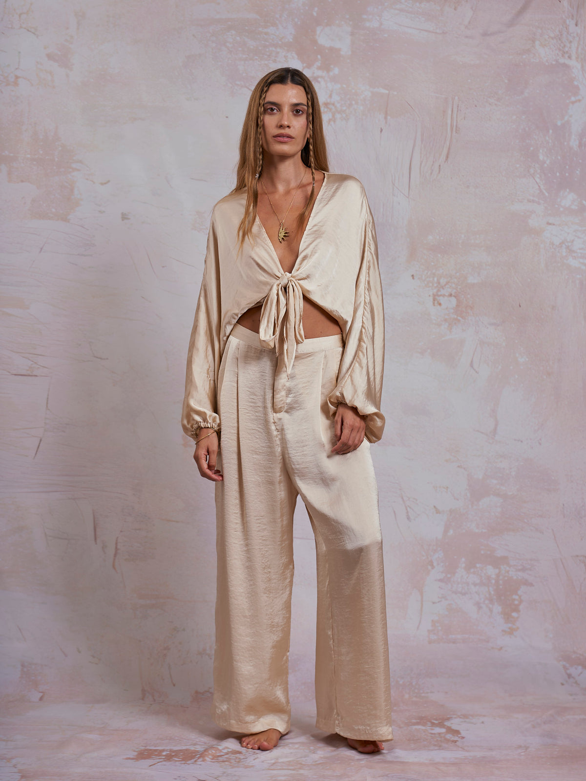 Ivory Satin Selene Top
