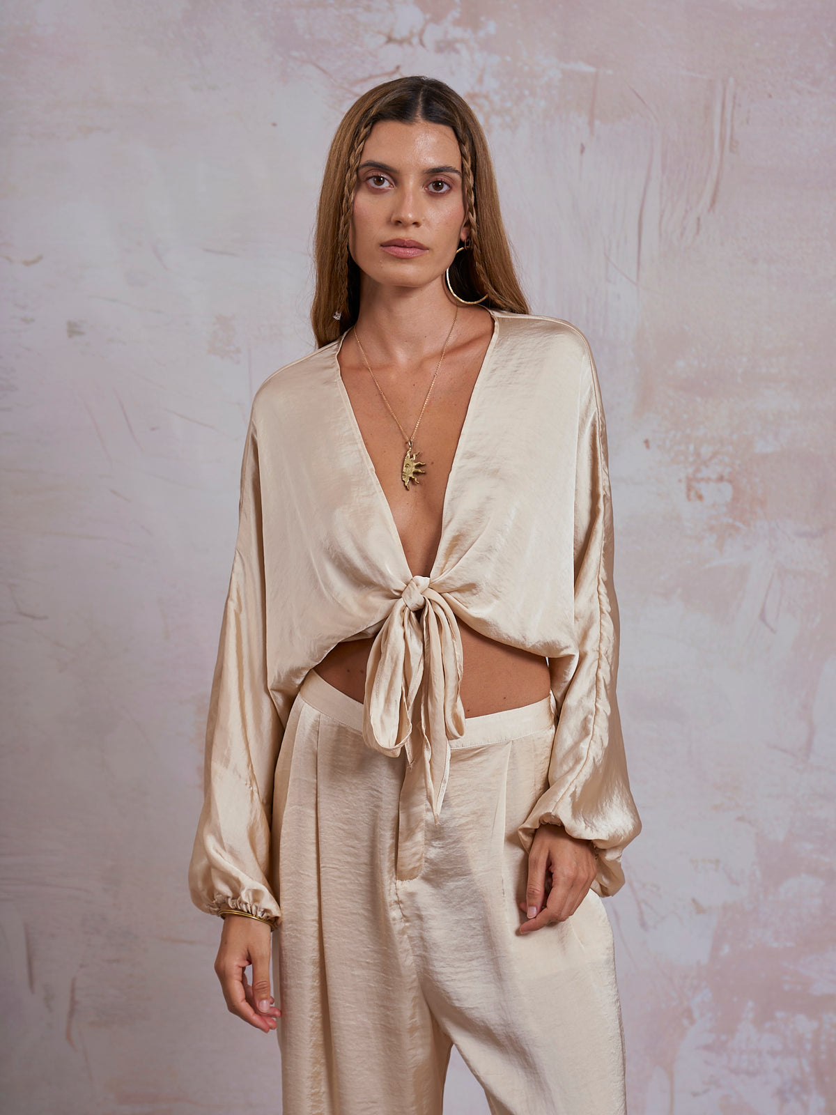 Ivory Satin Selene Top