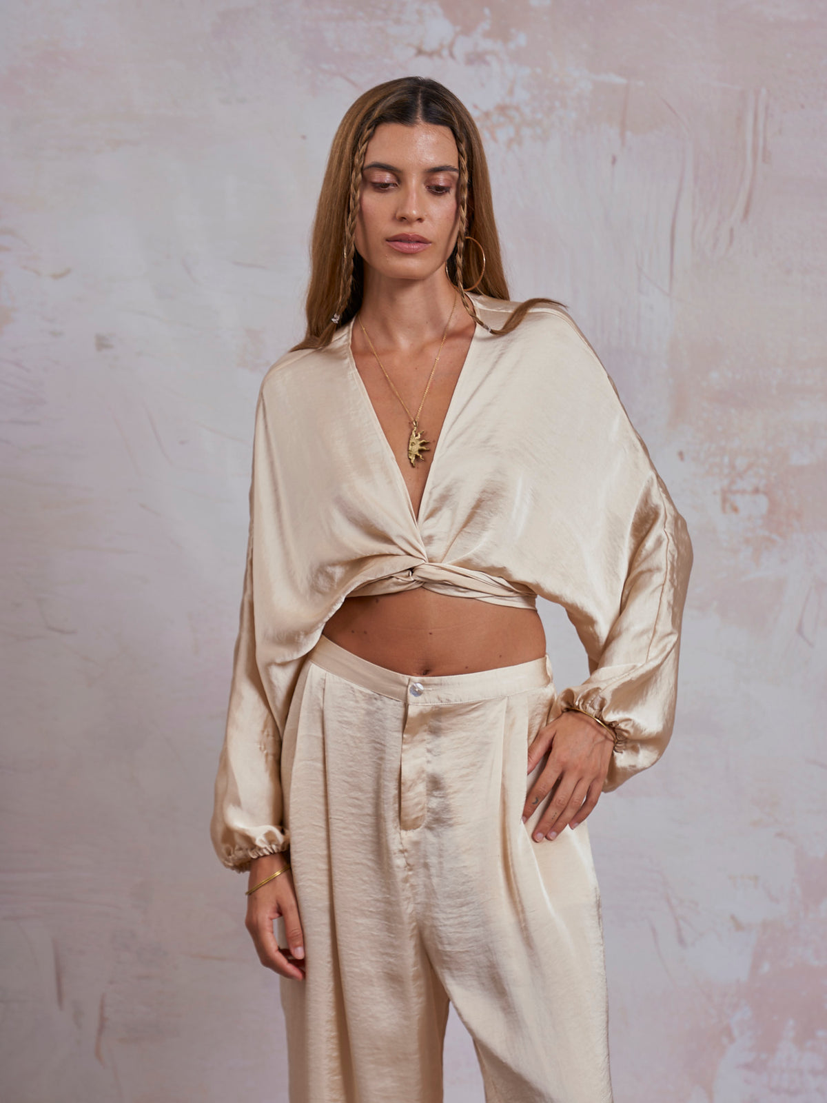 Ivory Satin Selene Top