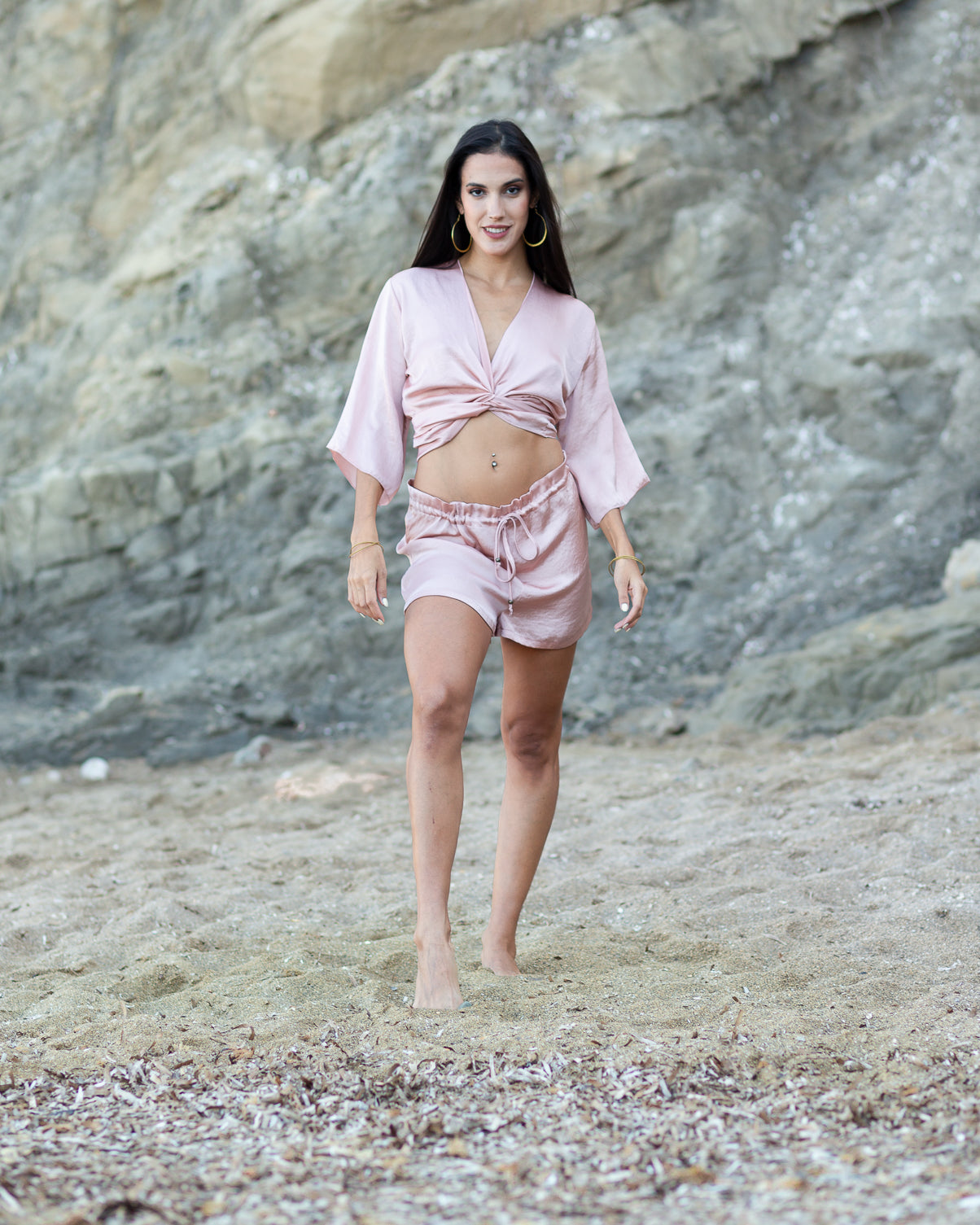 Pink Satin Nur Shorts