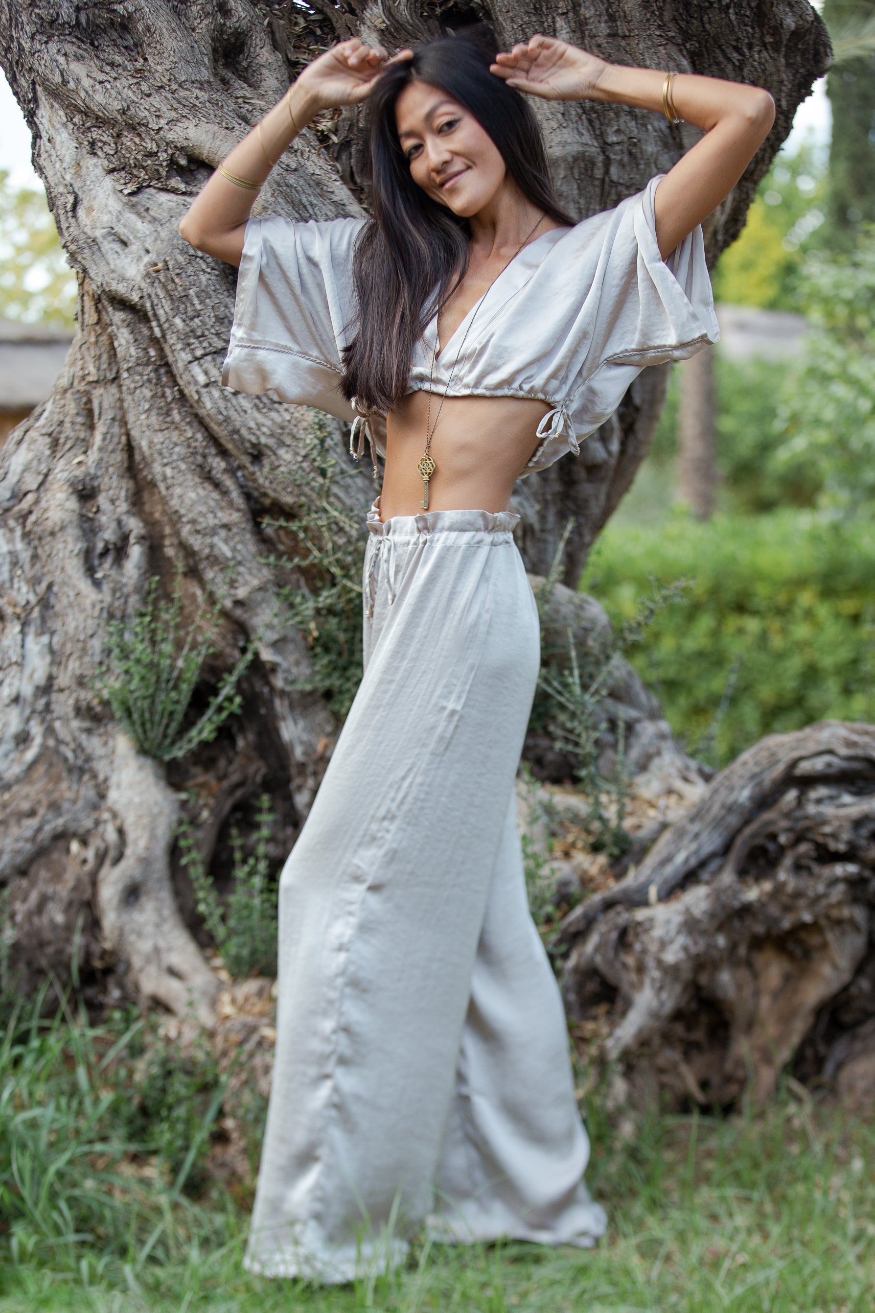 Taupe Satin Diamond Top