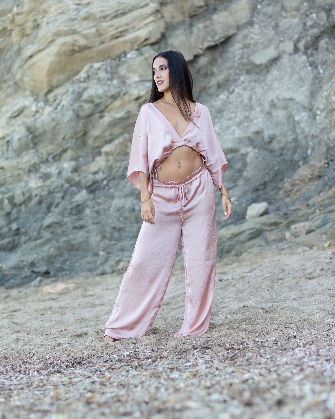 Pink Satin Diamond Top