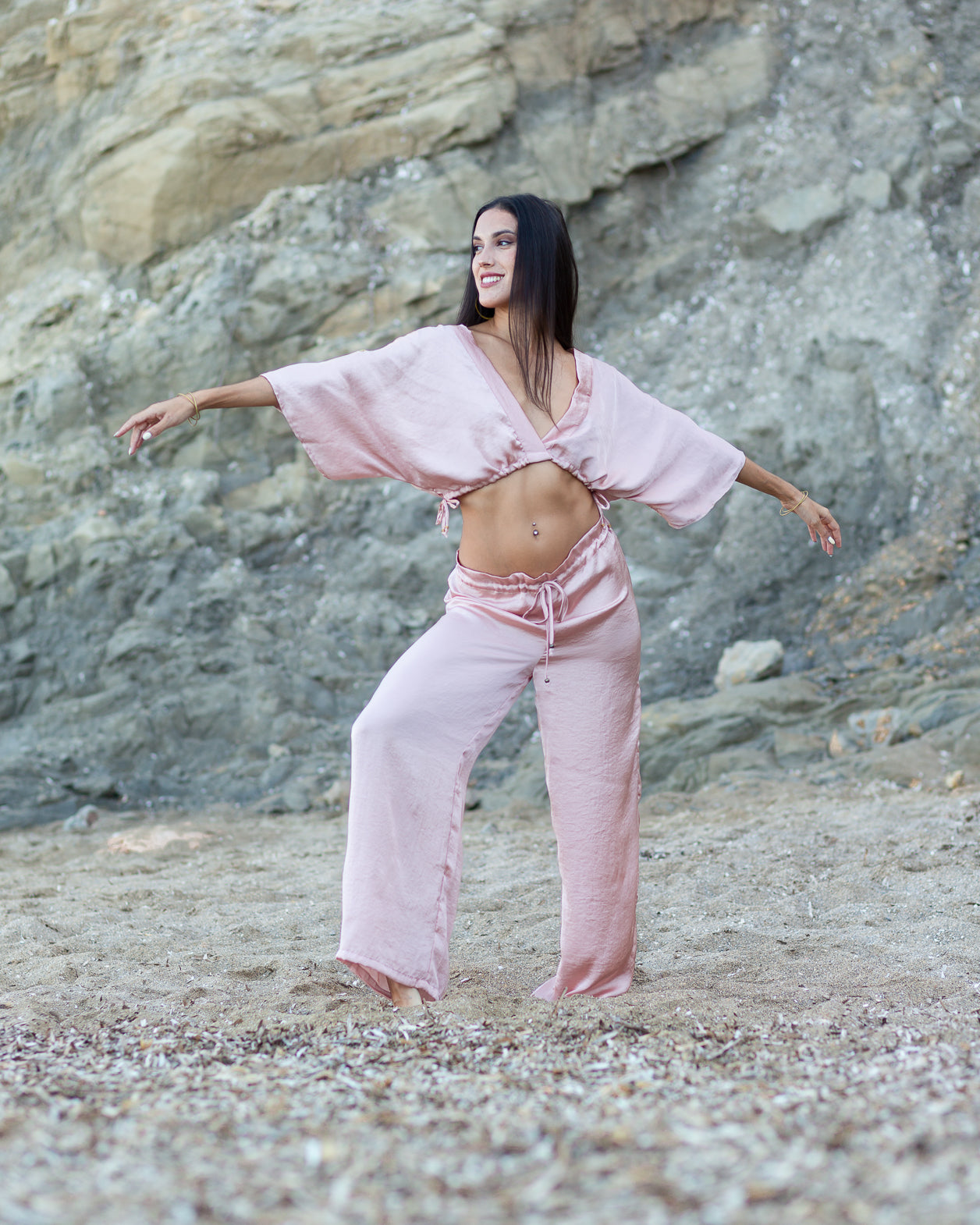 Pink Satin Diamond Top