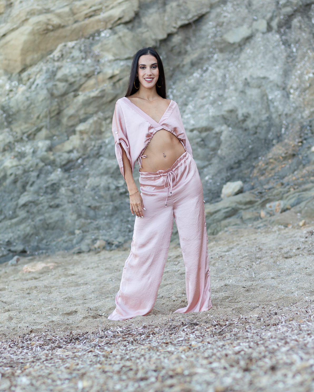 Pink Satin Diamond Top