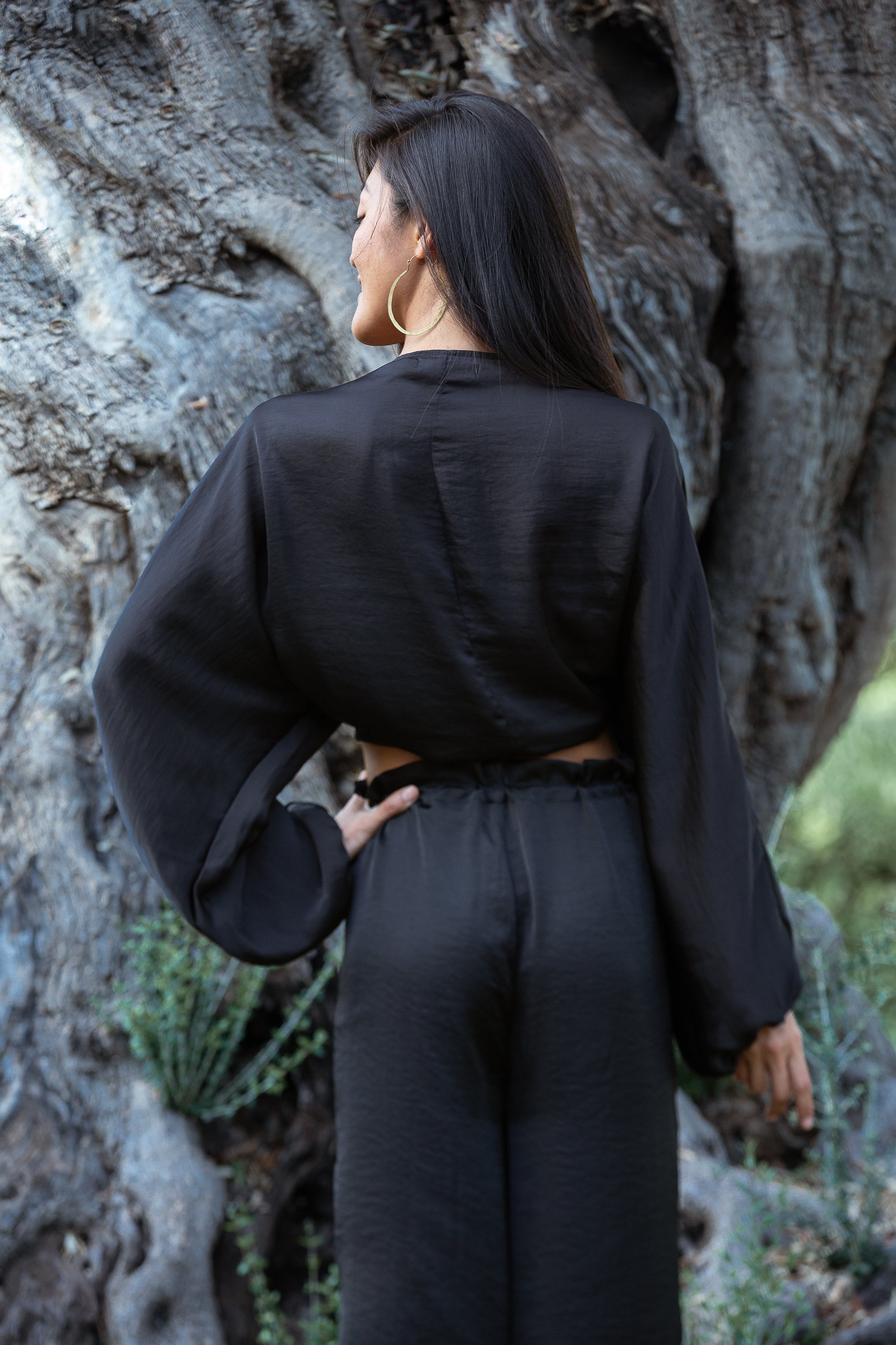 Black Satin Selene Top