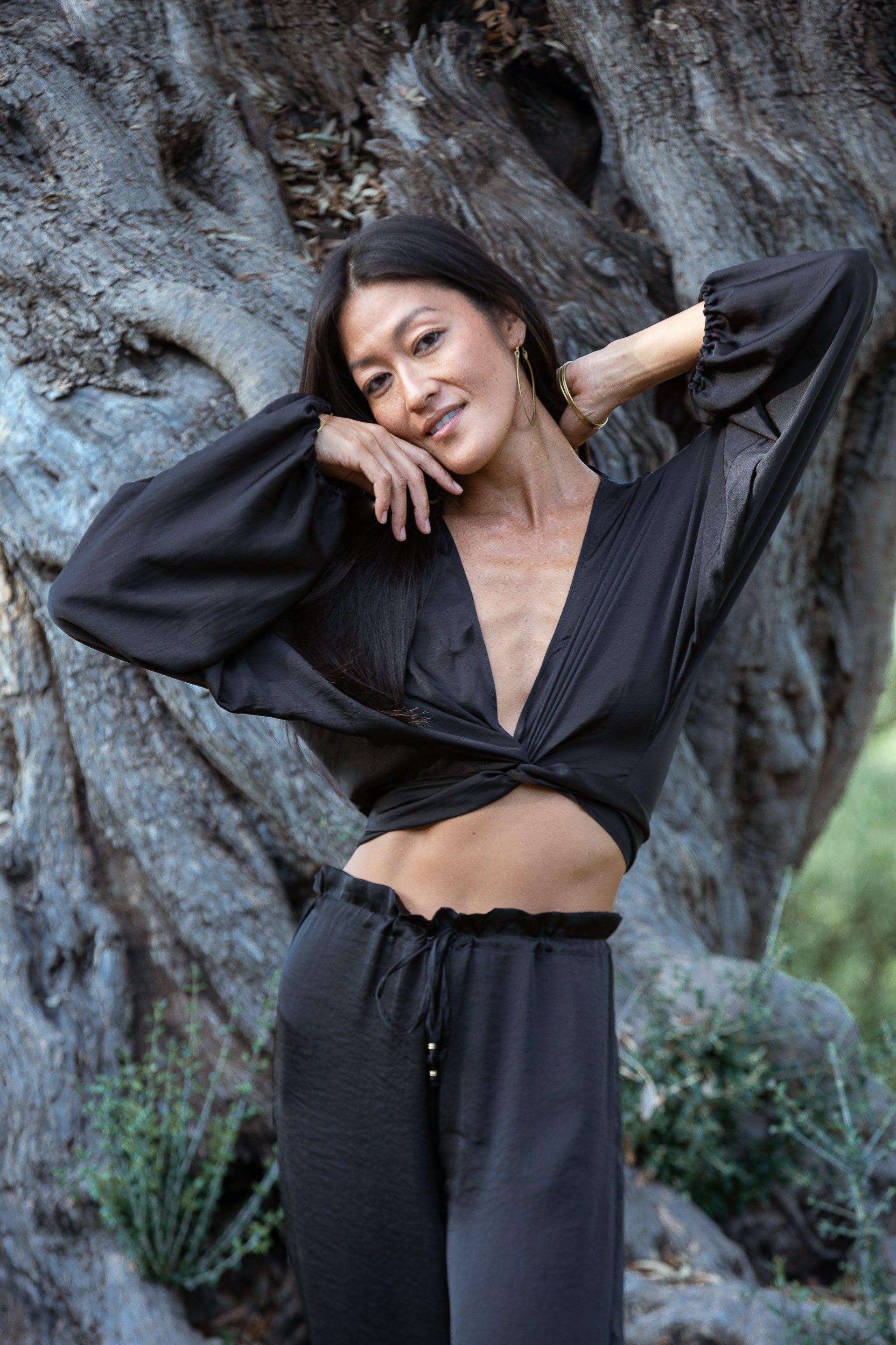 Black Satin Selene Top