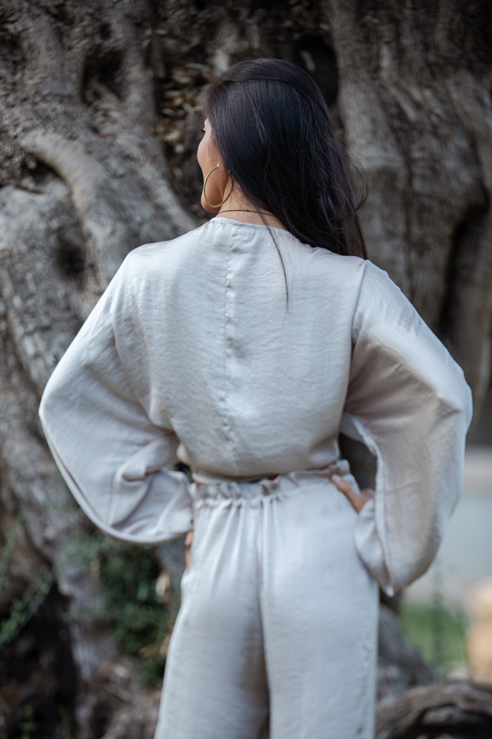 Taupe Satin Selene Top